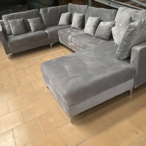 Salon velours gris 6 places